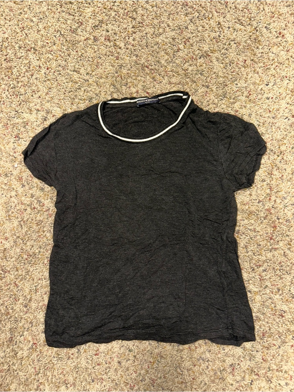 Brandy Melville Black Short Sleeve Tee with White Neck Trim
